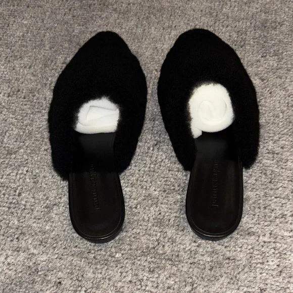 Jenni Kayne Black Shearling Mules